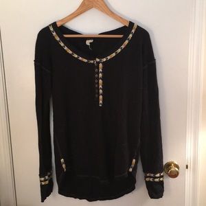 Black Free People Long Sleeve Shirt